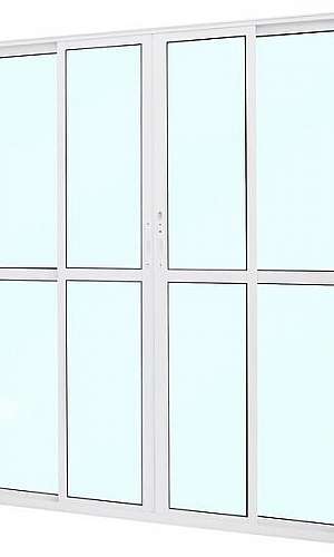 Porta balcão de alumínio branco 4 folhas Porta balcão de alumínio branco 4 folhas